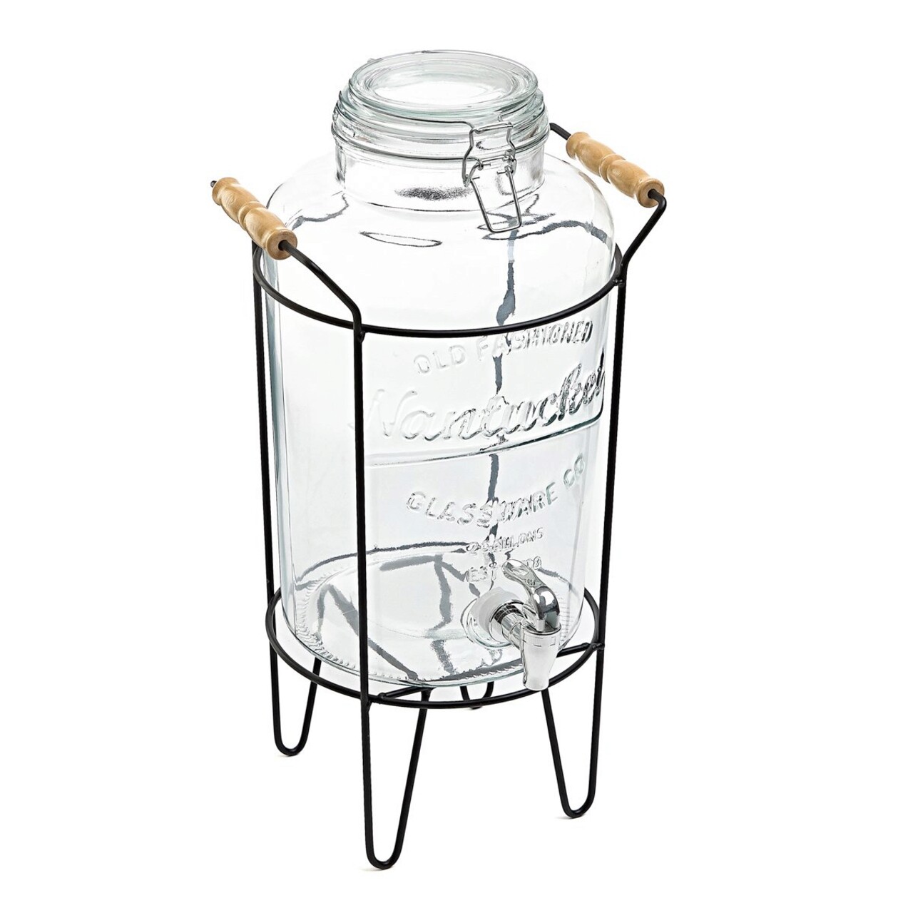 Dozator pentru bauturi cu suport Freya, Homla, 8 L, sticla/metal, transparent/negru - imagine 7
